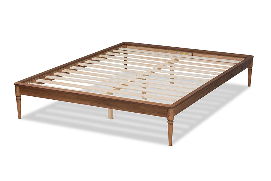 Baxton Studio Tallis Classic and Traditional Walnut Brown Finished Wood Queen Size Bed Frame
