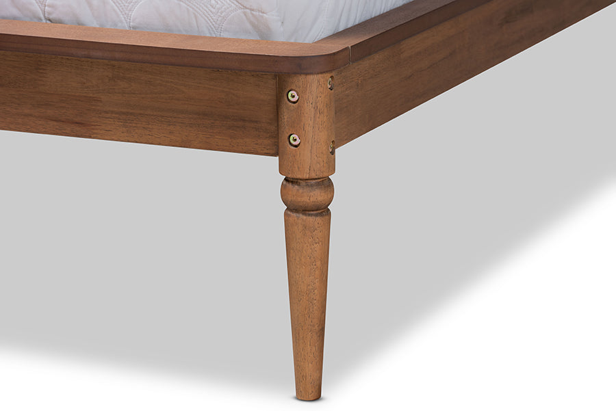 Baxton Studio Tallis Classic and Traditional Walnut Brown Finished Wood Queen Size Bed Frame