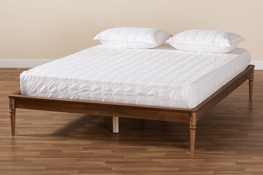Baxton Studio Tallis Classic and Traditional Walnut Brown Finished Wood Queen Size Bed Frame