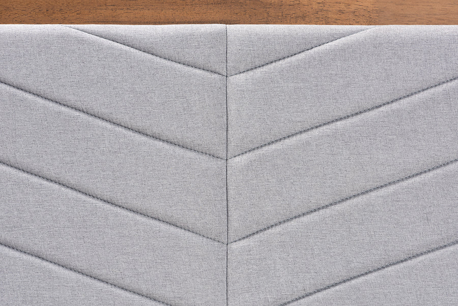 Baxton Studio Iden Modern and Contemporary Light Grey Fabric Upholstered and Walnut Brown Finished Wood Twin Size Headboard