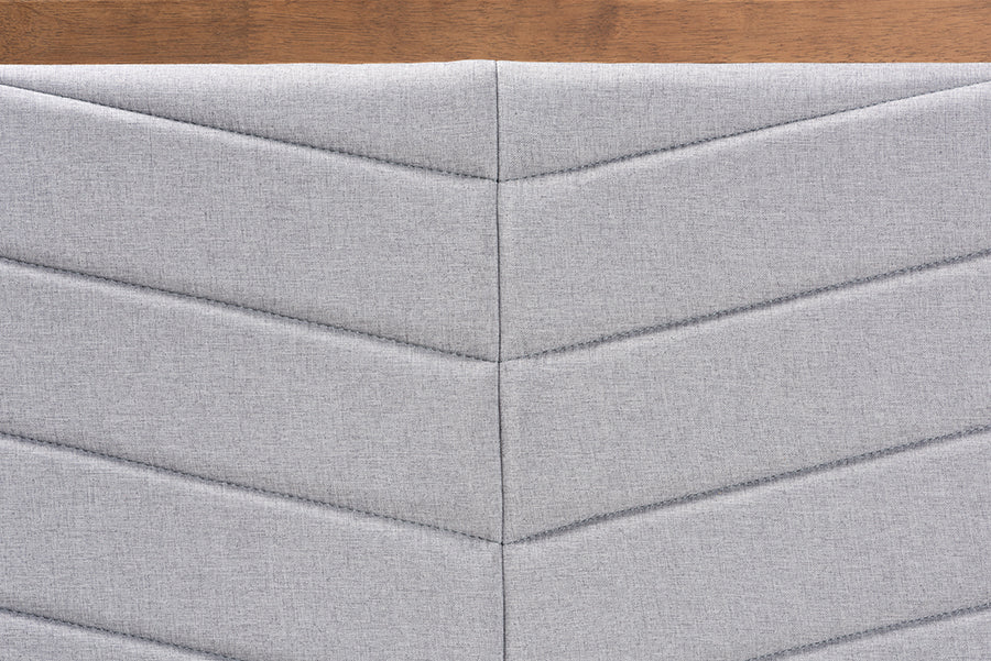 Baxton Studio Iden Modern and Contemporary Light Grey Fabric Upholstered and Walnut Brown Finished Wood Full Size Headboard