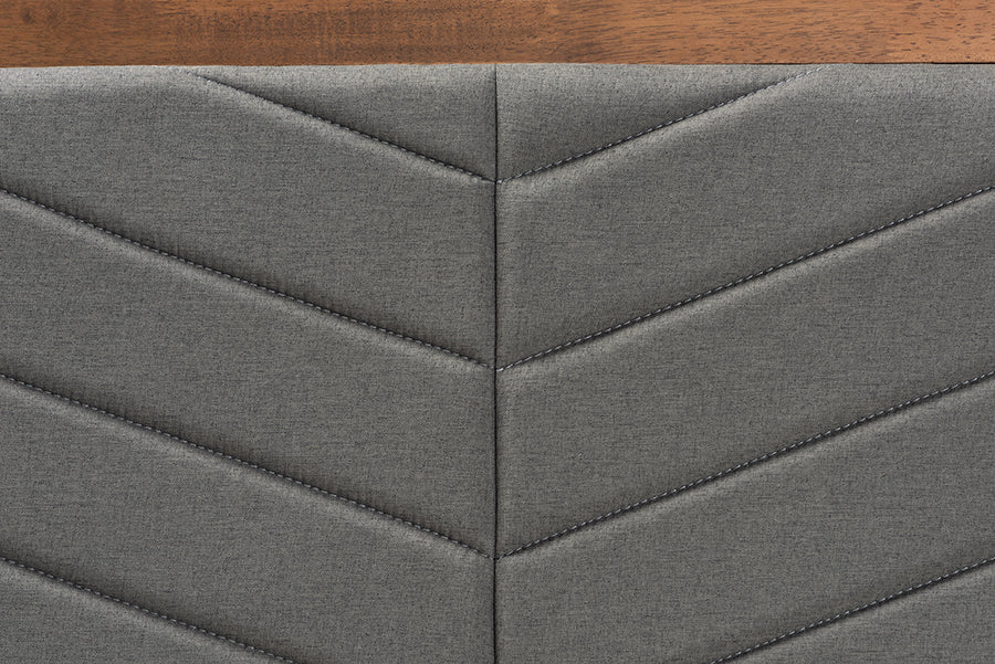 Baxton Studio Iden Modern and Contemporary Dark Grey Fabric Upholstered and Walnut Brown Finished Wood Twin Size Headboard