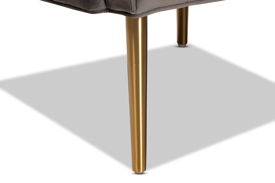 Baxton Studio Nelson Modern Luxe and Glam Grey Velvet Fabric Upholstered and Gold Finished Metal Armchair