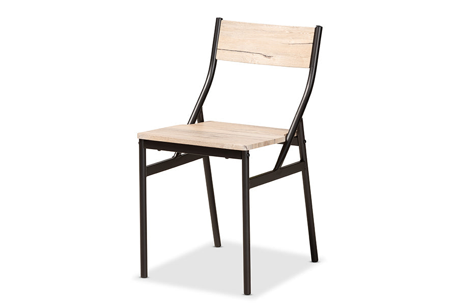 Baxton Studio Carmen Modern and Contemporary Oak Brown Finished Wood and Dark Brown Metal 5-Piece Dining Set