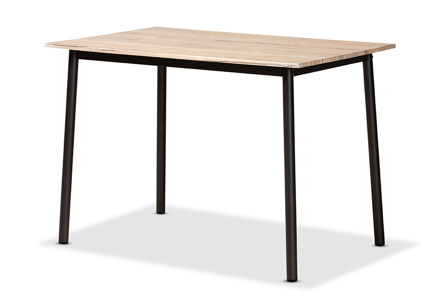 Baxton Studio Carmen Modern and Contemporary Oak Brown Finished Wood and Dark Brown Metal 5-Piece Dining Set