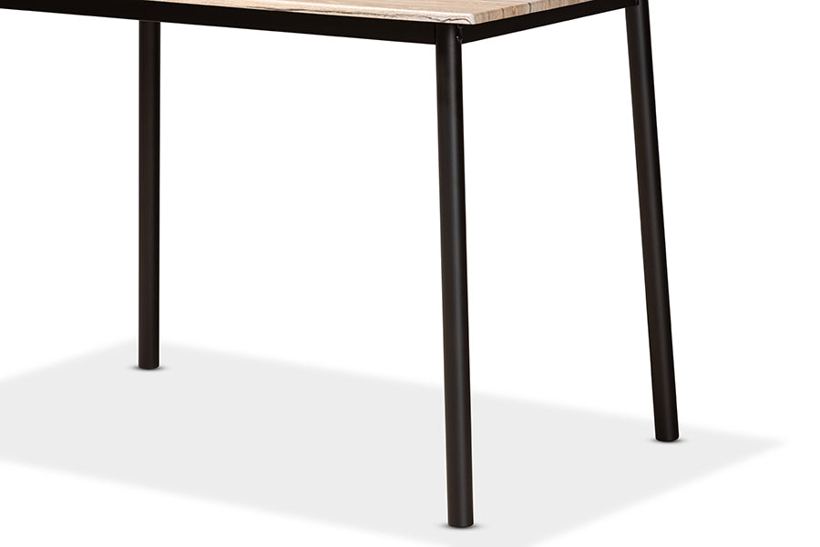 Baxton Studio Carmen Modern and Contemporary Oak Brown Finished Wood and Dark Brown Metal 5-Piece Dining Set