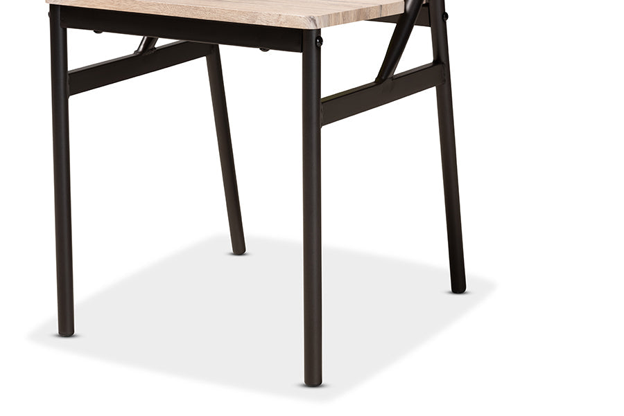 Baxton Studio Carmen Modern and Contemporary Oak Brown Finished Wood and Dark Brown Metal 5-Piece Dining Set