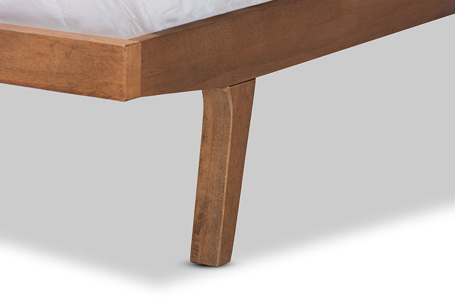 Baxton Studio Jarlan Modern and Contemporary Transitional Charcoal Fabric Upholstered and Walnut Brown Finished Wood Queen Size Platform Bed