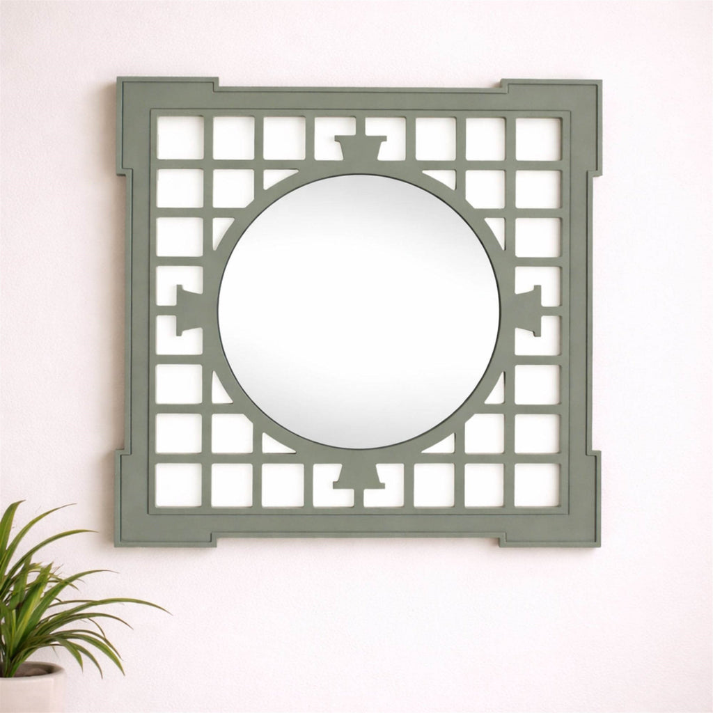 Geometric Lattice Frame Wall Mirror 23.5"SQ