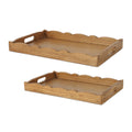 Scalloped Edge Wooden Tray (Set of 2)