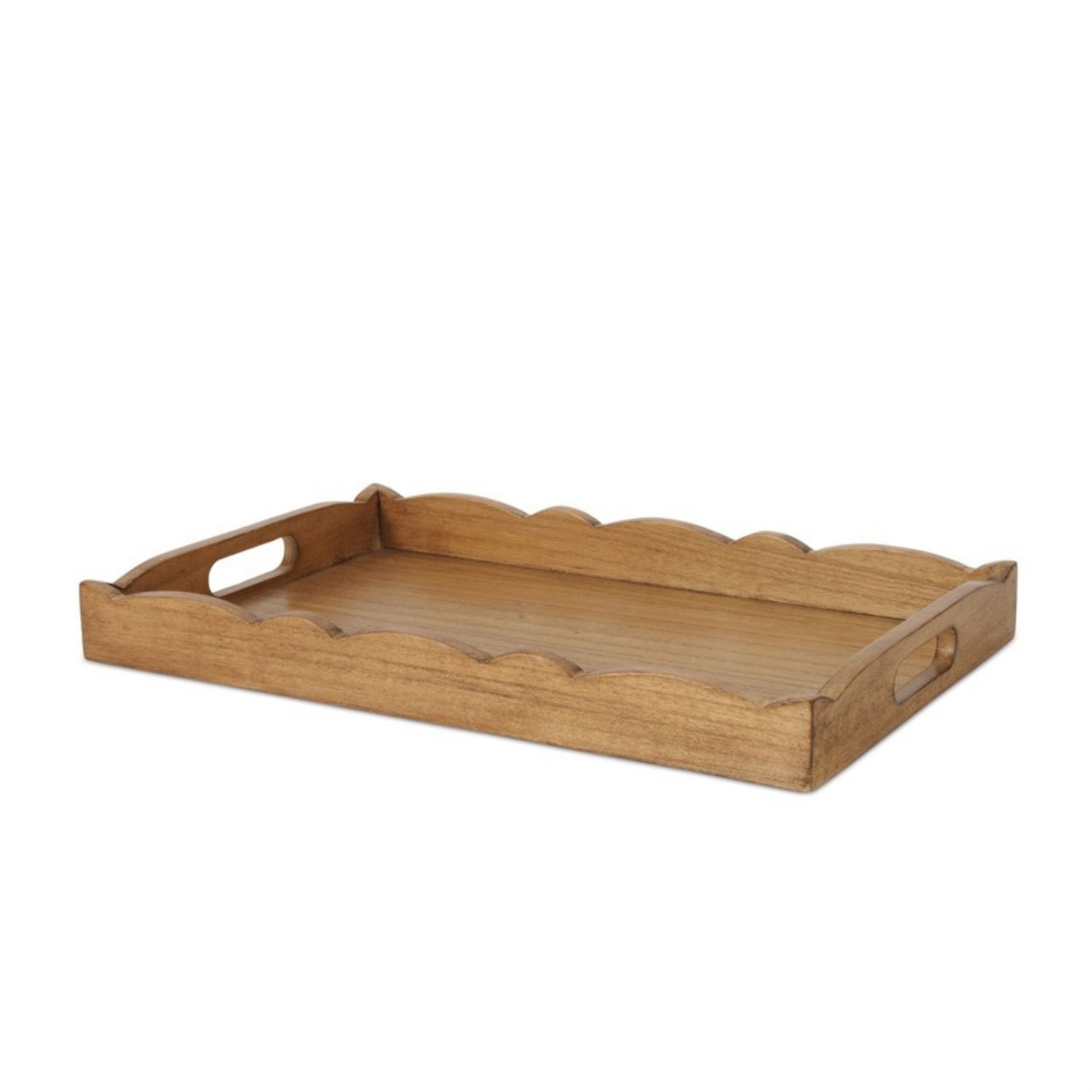 Scalloped Edge Wooden Tray (Set of 2)