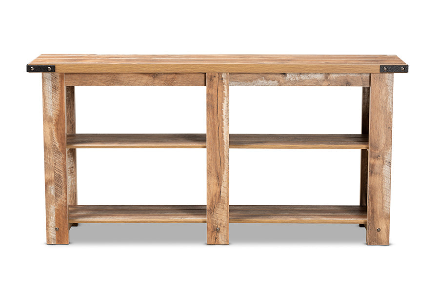 Baxton Studio Angelo Modern and Contemporary Rustic Oak Brown Finished Wood Console Table