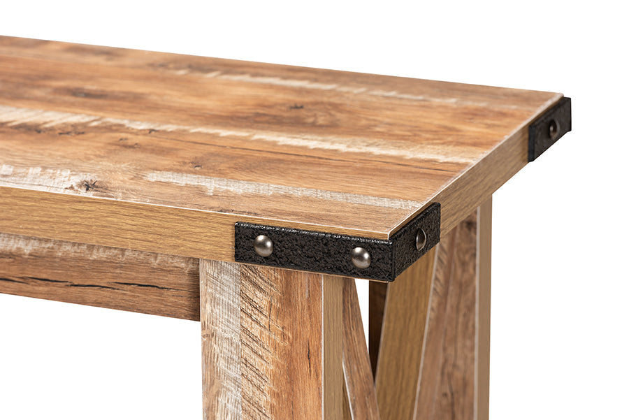 Baxton Studio Angelo Modern and Contemporary Rustic Oak Brown Finished Wood Console Table