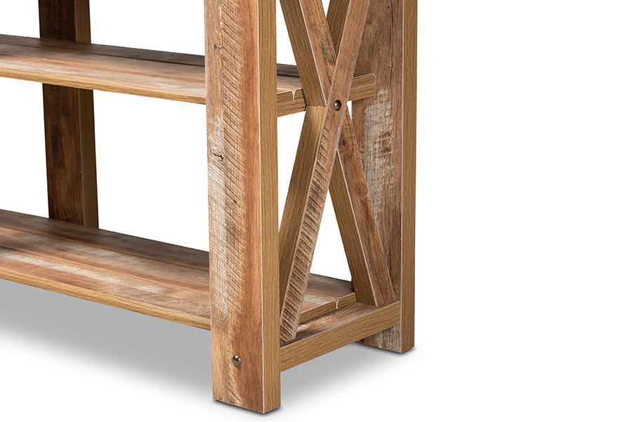 Baxton Studio Angelo Modern and Contemporary Rustic Oak Brown Finished Wood Console Table