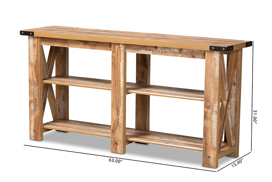 Baxton Studio Angelo Modern and Contemporary Rustic Oak Brown Finished Wood Console Table