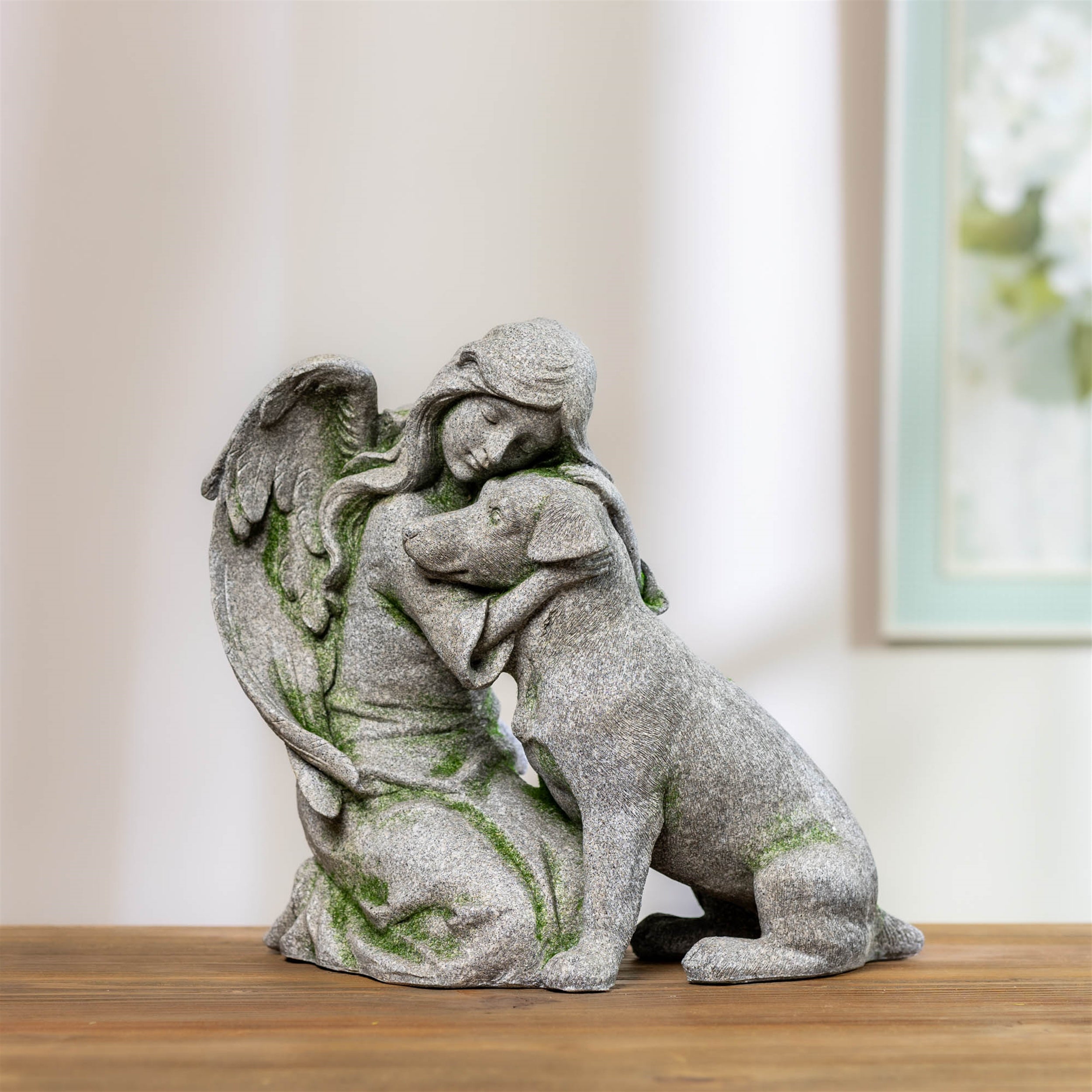 Angel with Dog Statue (Set of 2)