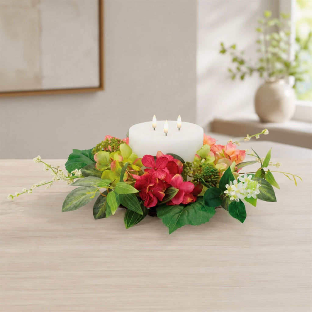 Mixed Hydrangea Candle Ring 17"D