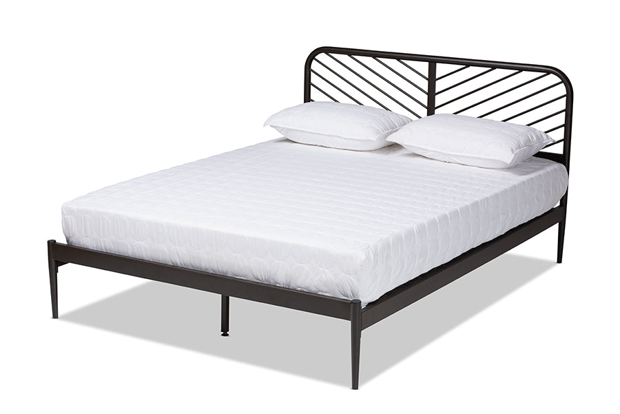 Baxton Studio Dora Modern and Contemporary Industrial Black Finished Metal Queen Size Platform Bed