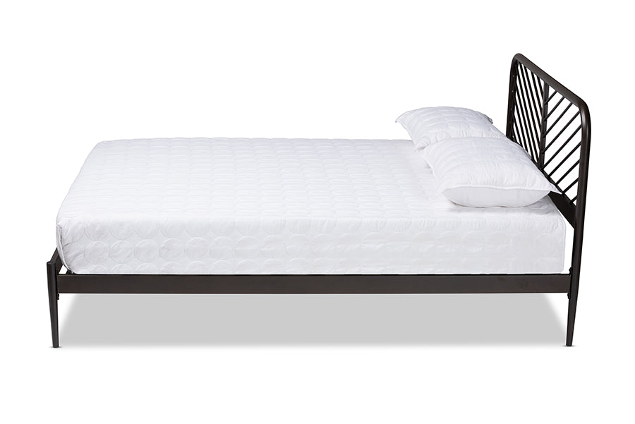 Baxton Studio Dora Modern and Contemporary Industrial Black Finished Metal Queen Size Platform Bed