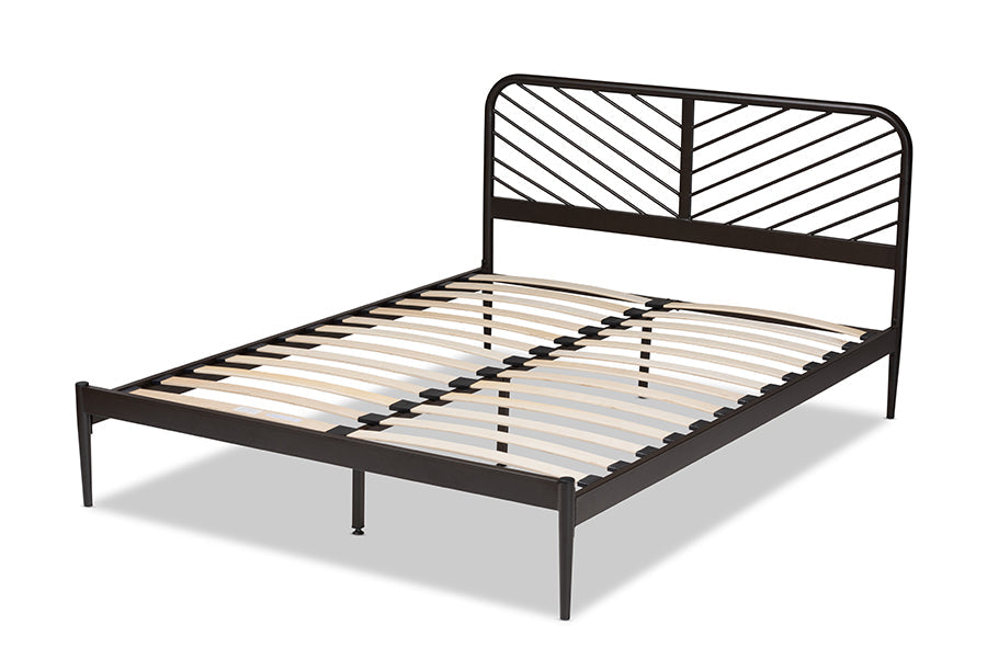 Baxton Studio Dora Modern and Contemporary Industrial Black Finished Metal Queen Size Platform Bed