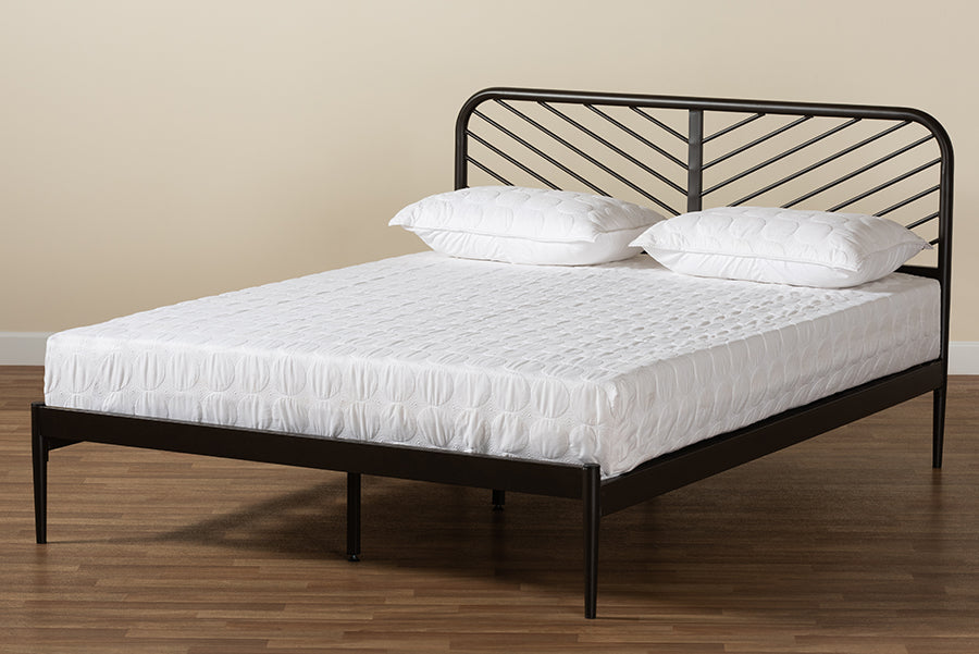 Baxton Studio Dora Modern and Contemporary Industrial Black Finished Metal Queen Size Platform Bed