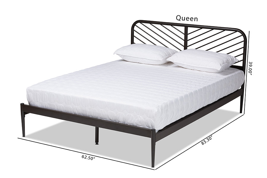 Baxton Studio Dora Modern and Contemporary Industrial Black Finished Metal Queen Size Platform Bed