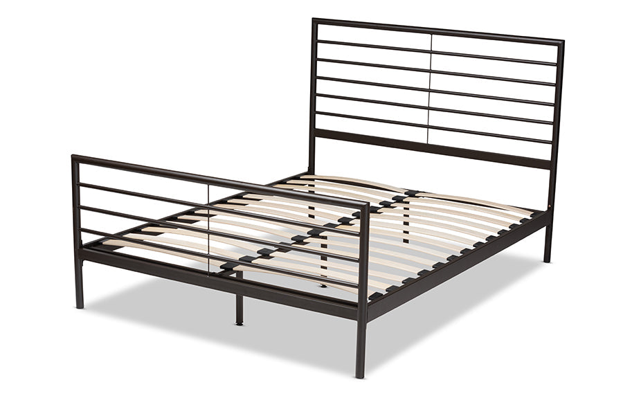 Baxton Studio Alva Modern and Contemporary Industrial Black Finished Metal Full Size Platform Bed