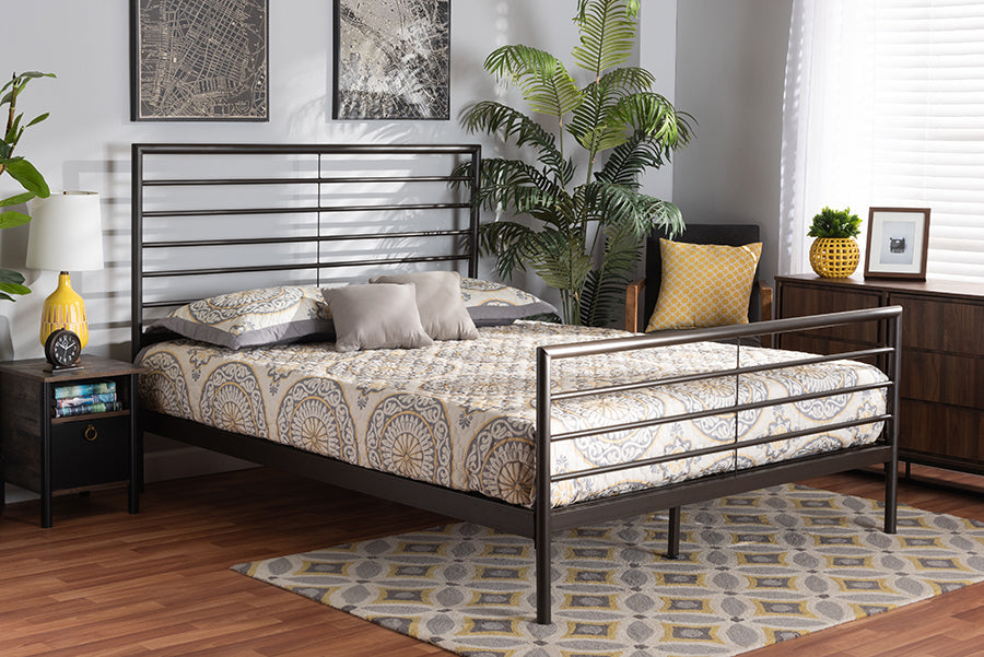 Baxton Studio Alva Modern and Contemporary Industrial Black Finished Metal Full Size Platform Bed
