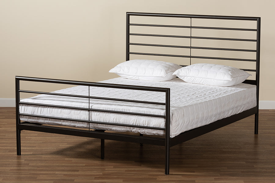 Baxton Studio Alva Modern and Contemporary Industrial Black Finished Metal Full Size Platform Bed