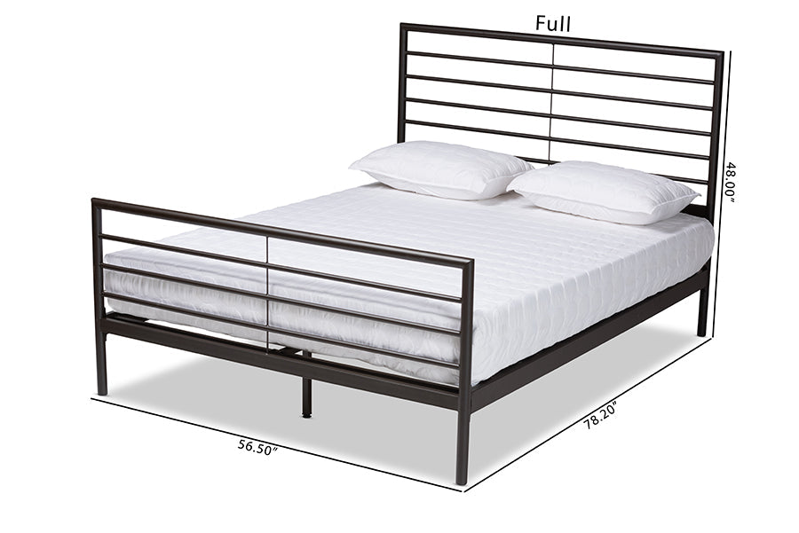 Baxton Studio Alva Modern and Contemporary Industrial Black Finished Metal Full Size Platform Bed