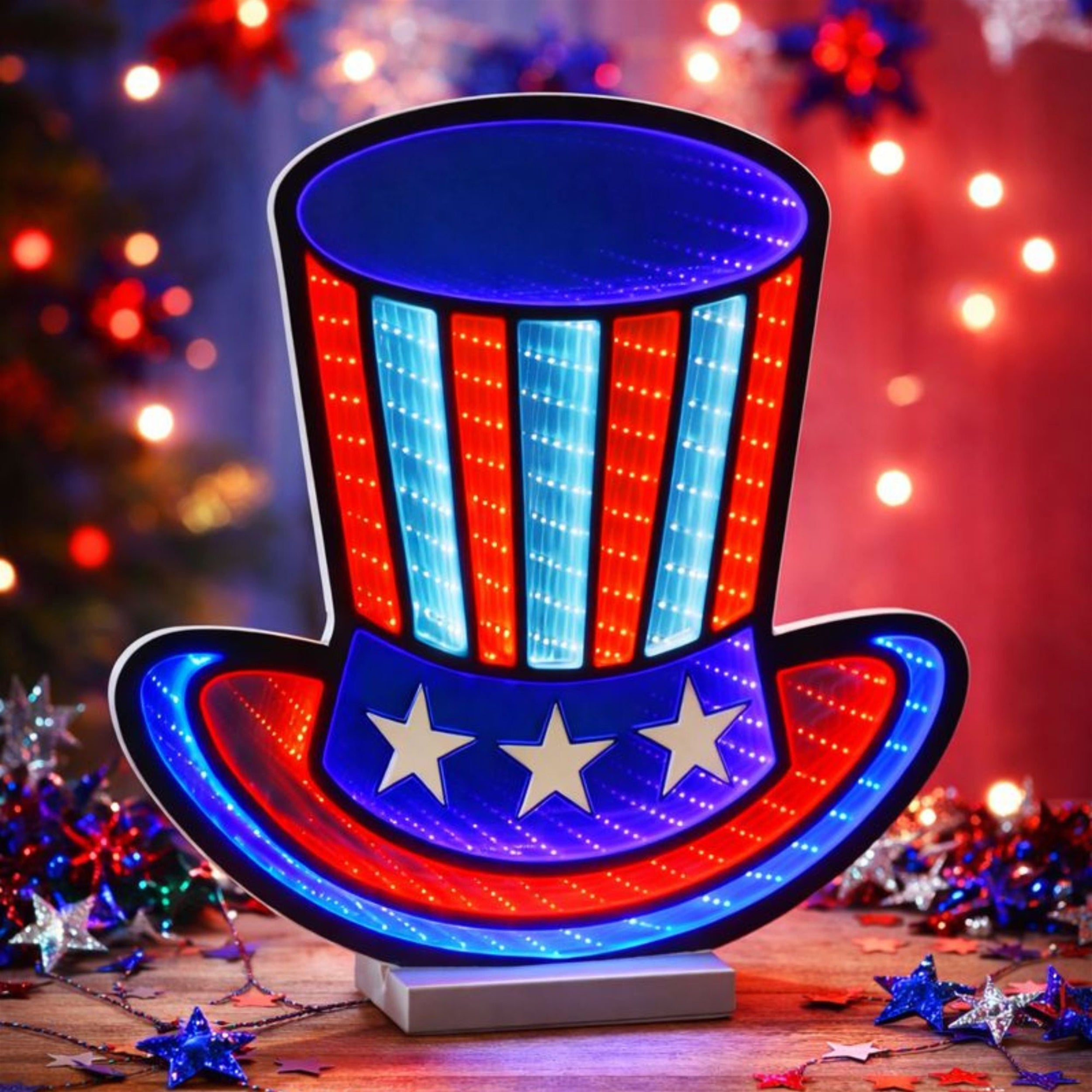 Patriotic Uncle Sam Hat Ekkolight 14.5"H