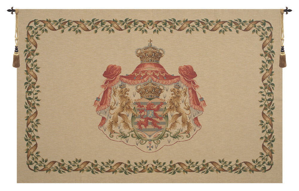 Lion Crest Beige Medium European Tapestry