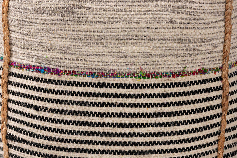 Baxton Studio Arta Modern and Contemporary Bohemian Multi-Colored Handwoven Wool Blend Pouf Ottoman