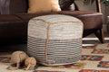 Baxton Studio Arta Modern and Contemporary Bohemian Multi-Colored Handwoven Wool Blend Pouf Ottoman