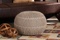 Baxton Studio Palmas Modern and Contemporary Bohemian Beige Handwoven Pet Yarn Pouf Ottoman