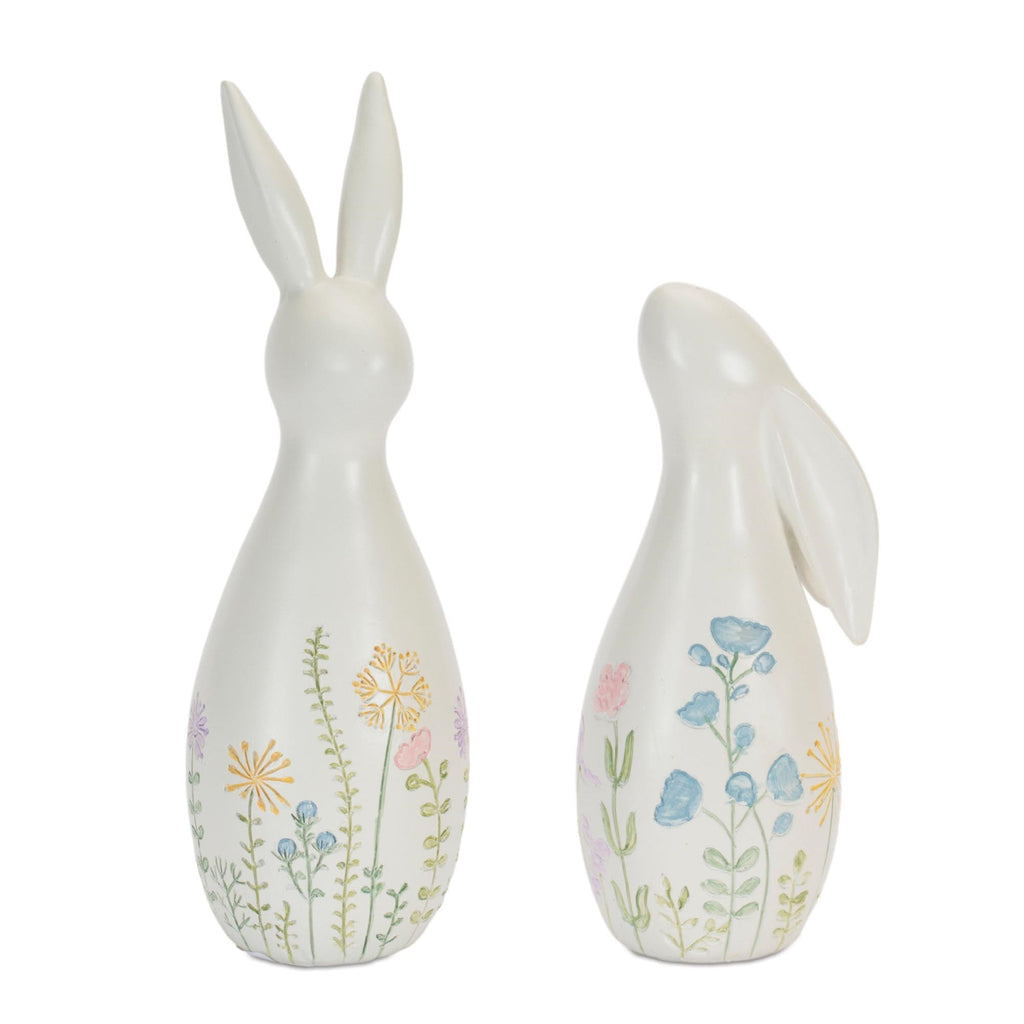 Pastel Floral Rabbit Figurines (Set of 2)
