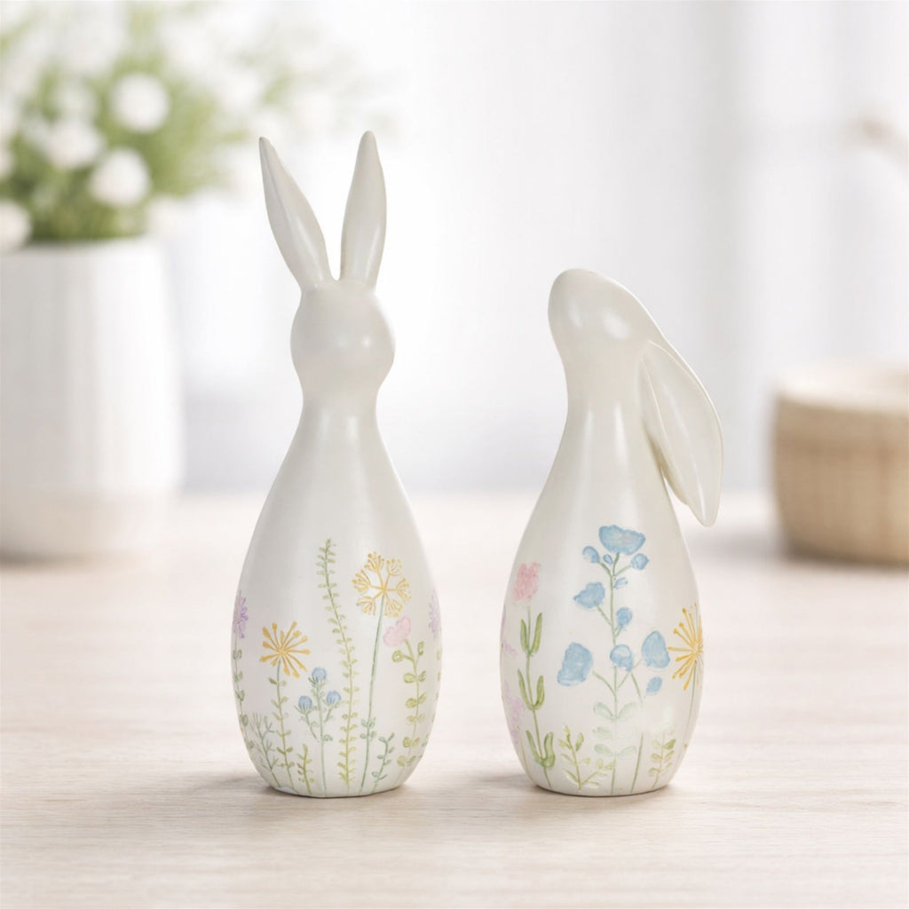Pastel Floral Rabbit Figurines (Set of 2)