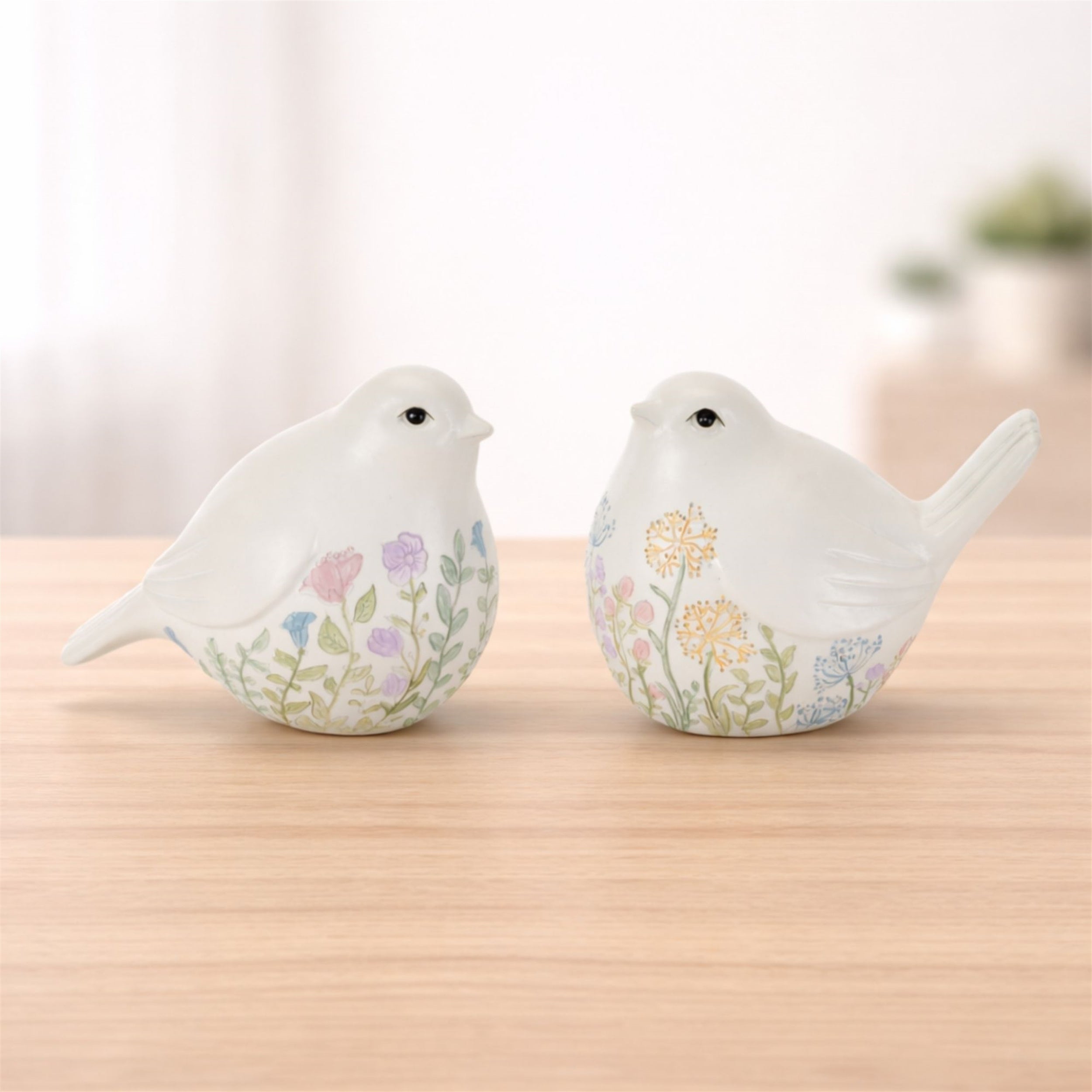 Etched Floral Bird Figurine (Set of 6)