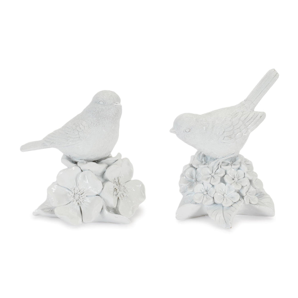 Bird on Floral Pedestal Figurines (Set of 2)