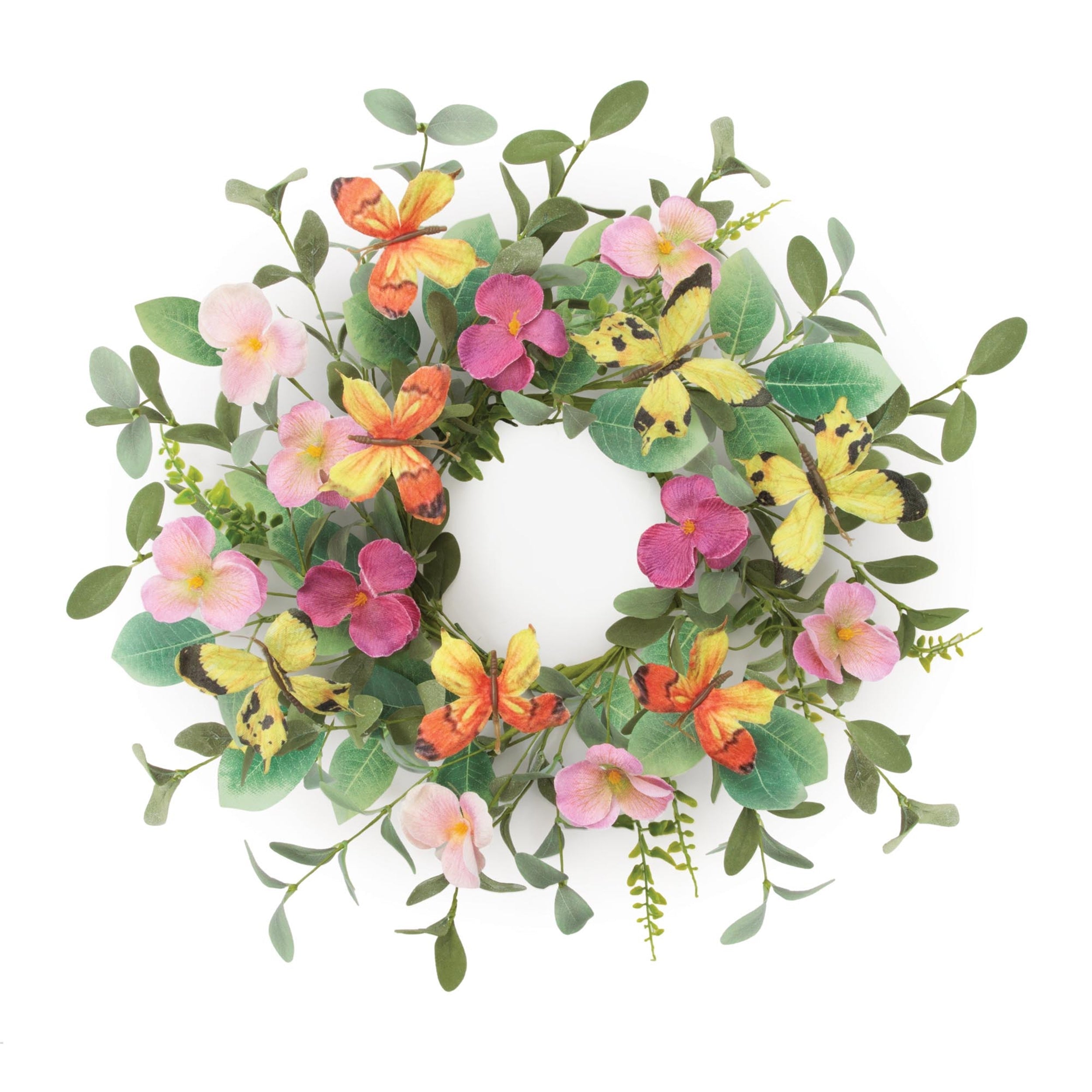 Pansy and Butterfly Floral Candle Ring 17 Inch