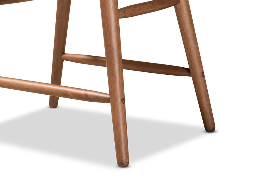 Baxton Studio Sagira Modern and Contemporary Transitional Grey Velvet Fabric Upholstered and Walnut Brown Finished Wood 2-Piece Counter Stool Set