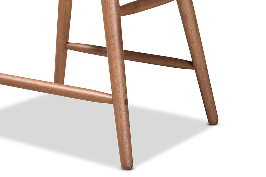 Baxton Studio Sagira Modern and Contemporary Transitional Navy Blue Velvet Fabric Upholstered and Walnut Brown Finished Wood 2-Piece Counter Stool Set
