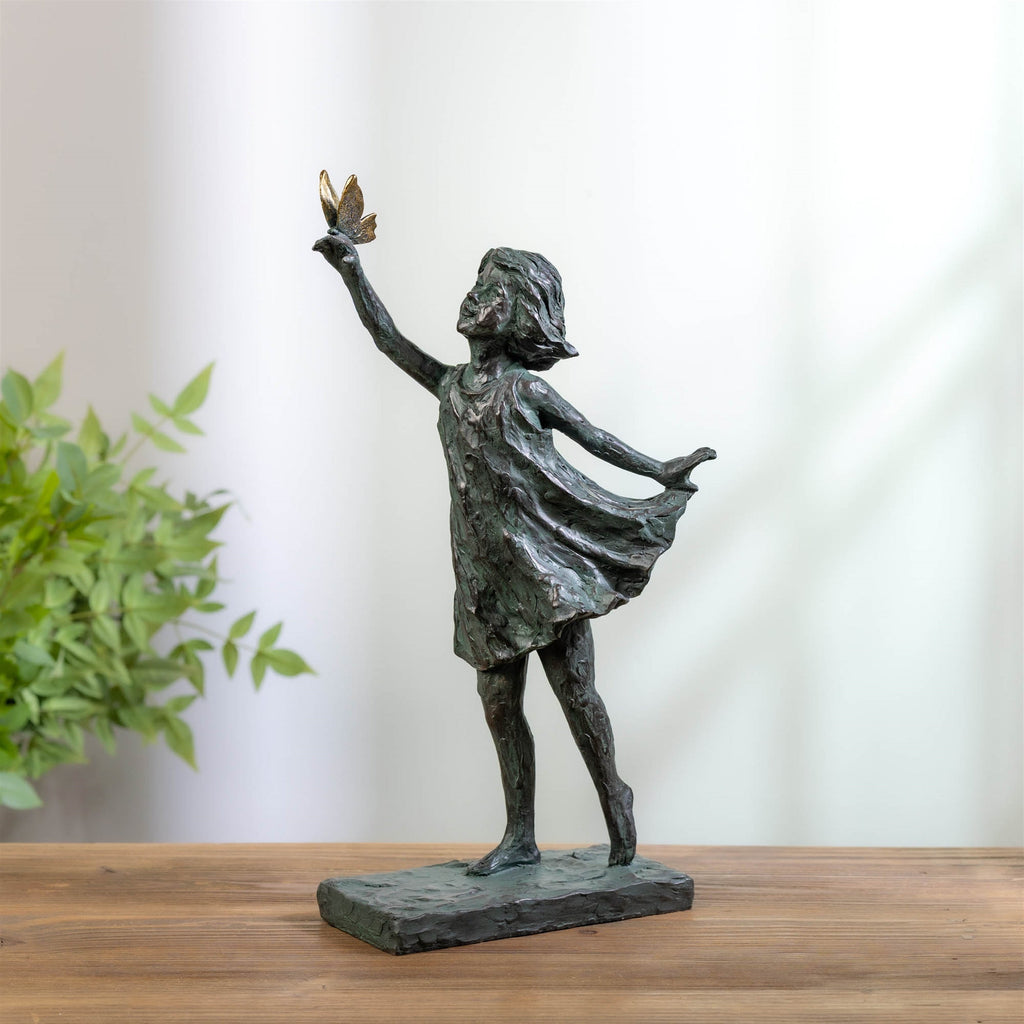 Girl with Butterfly Garden Statue 18.75"H