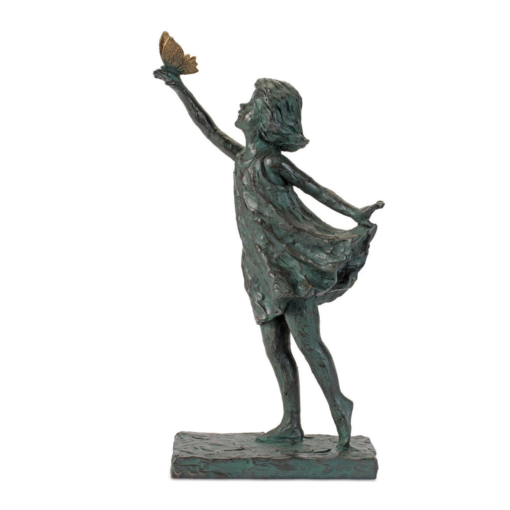 Girl with Butterfly Garden Statue 18.75"H
