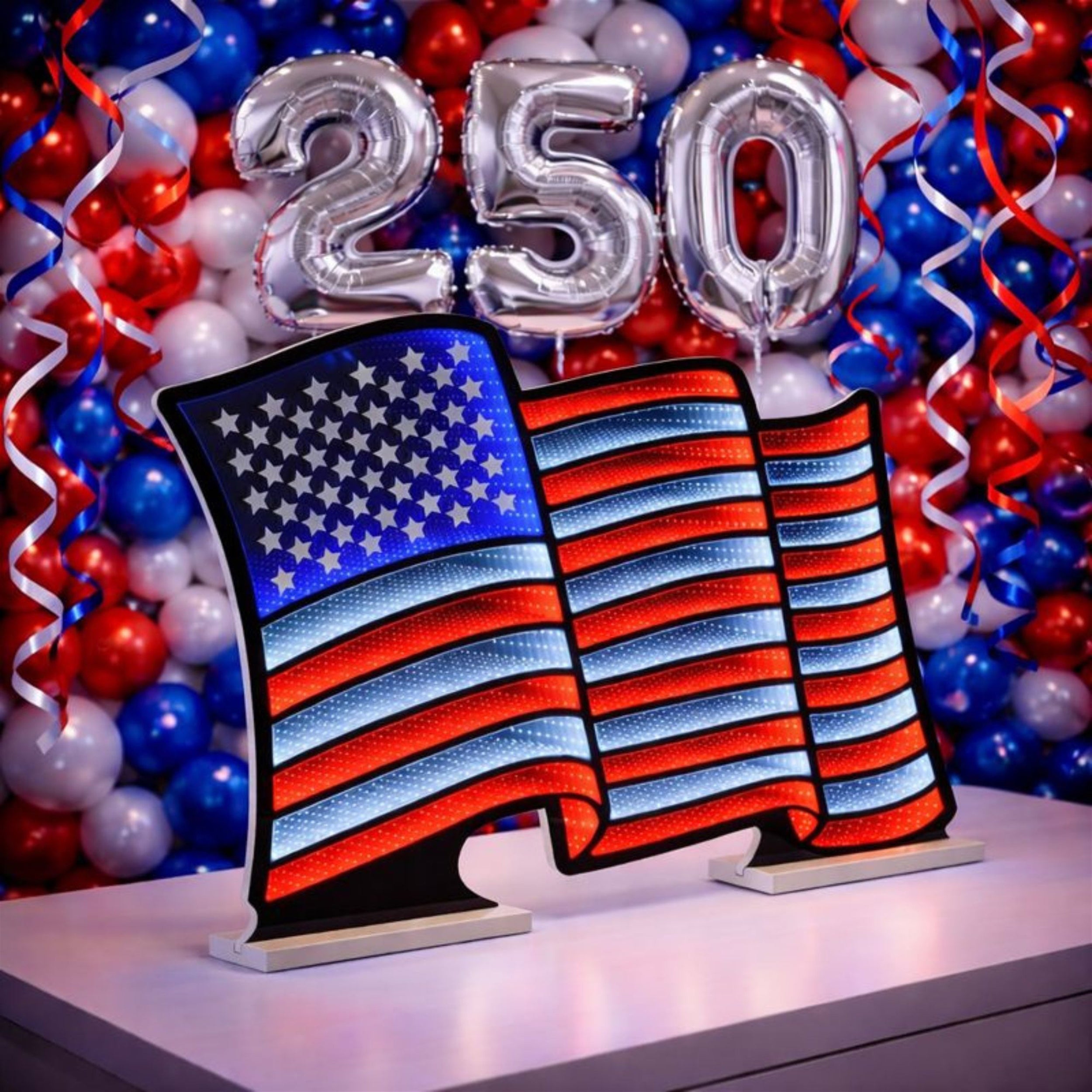 Waving American Flag Ekkolight 37.5"L