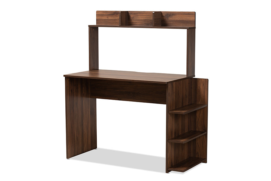 Baxton Studio Garnet Modern and Contemporary Walnut Brown Finished Wood Desk with Shelves