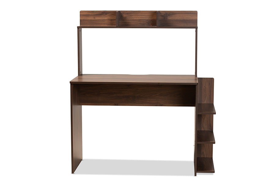 Baxton Studio Garnet Modern and Contemporary Walnut Brown Finished Wood Desk with Shelves