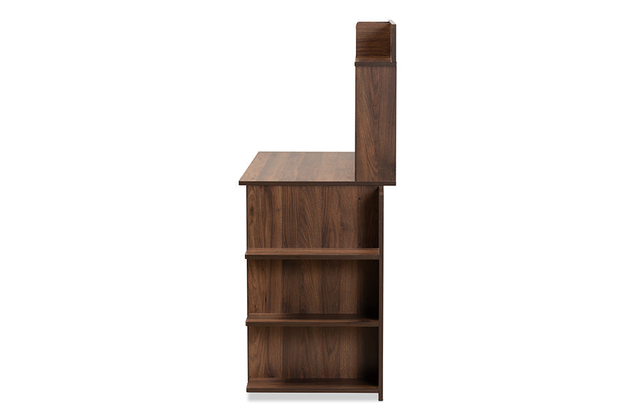 Baxton Studio Garnet Modern and Contemporary Walnut Brown Finished Wood Desk with Shelves