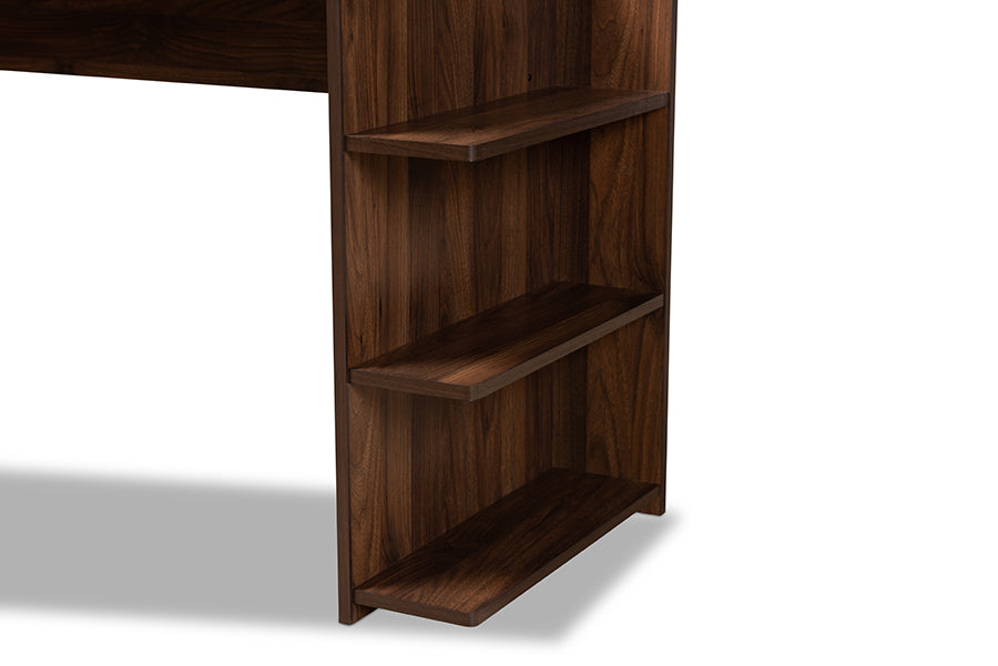 Baxton Studio Garnet Modern and Contemporary Walnut Brown Finished Wood Desk with Shelves