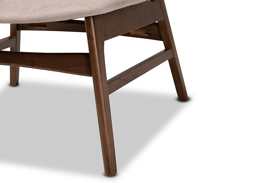 Baxton Studio Benito Mid-Century Modern Transitional Beige Fabric Upholstered and Walnut Brown Finished Wood Accent Chair